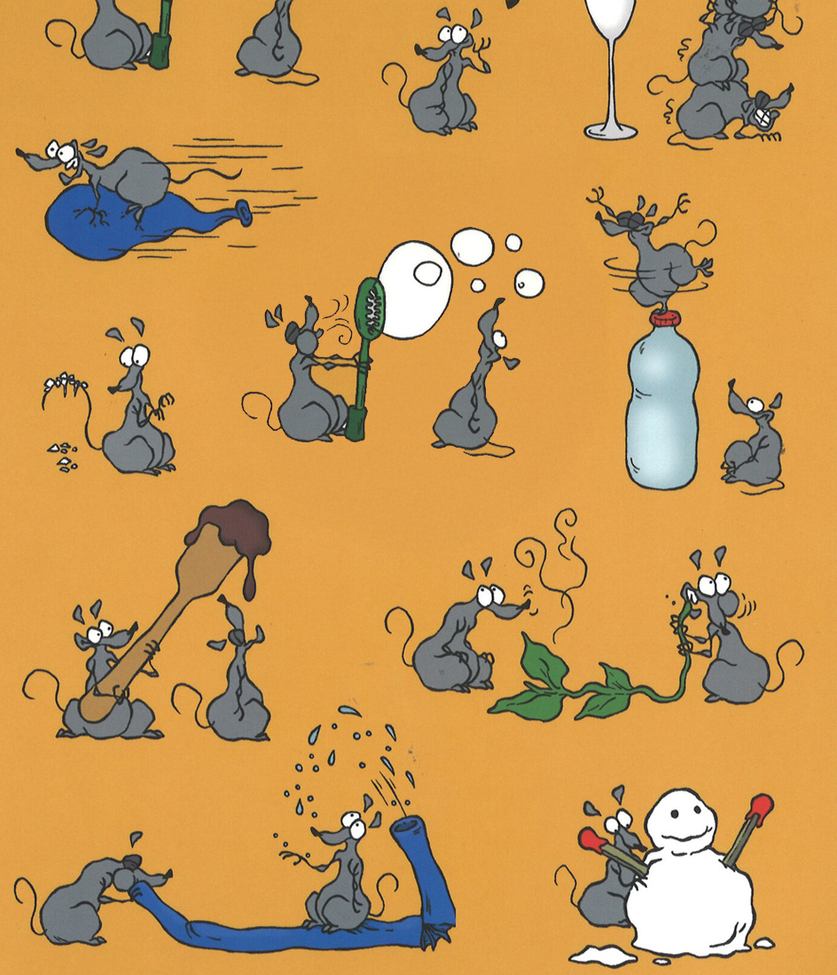 illustrations de plein de petites souris faisant des expériences scientifiques