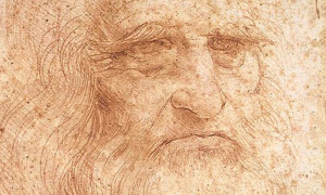 portrait de Léonard de Vinci en sépia