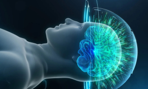 Illustration d'une personne allongée, avec le cerveau qui brille