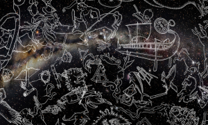 Illustration des constellations sur un ciel étoilé