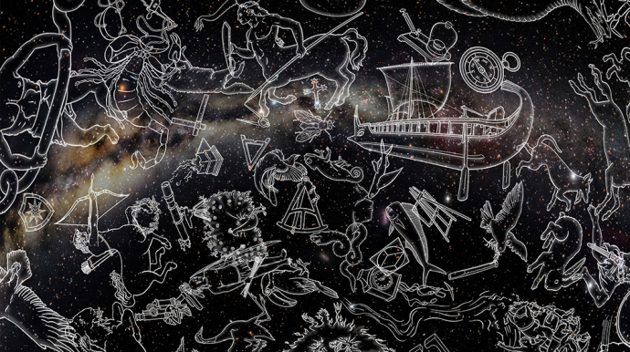 Illustration des constellations sur un ciel étoilé