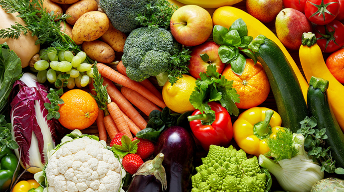 photo d'un méli mélo de fruits et légumes